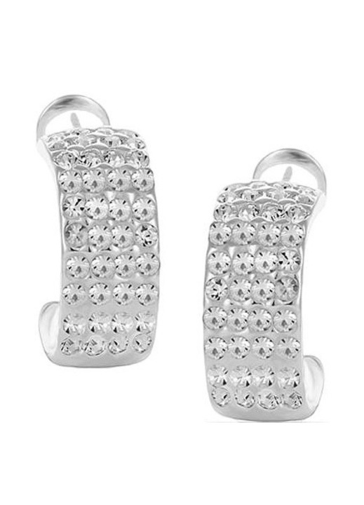 Cercei placati cu argint, Colibra, Model Cristale, Argintiu