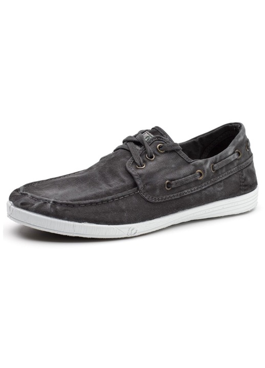 Mocasini barbati, Natural World, Bumbac organic, Alb/Gri inchis