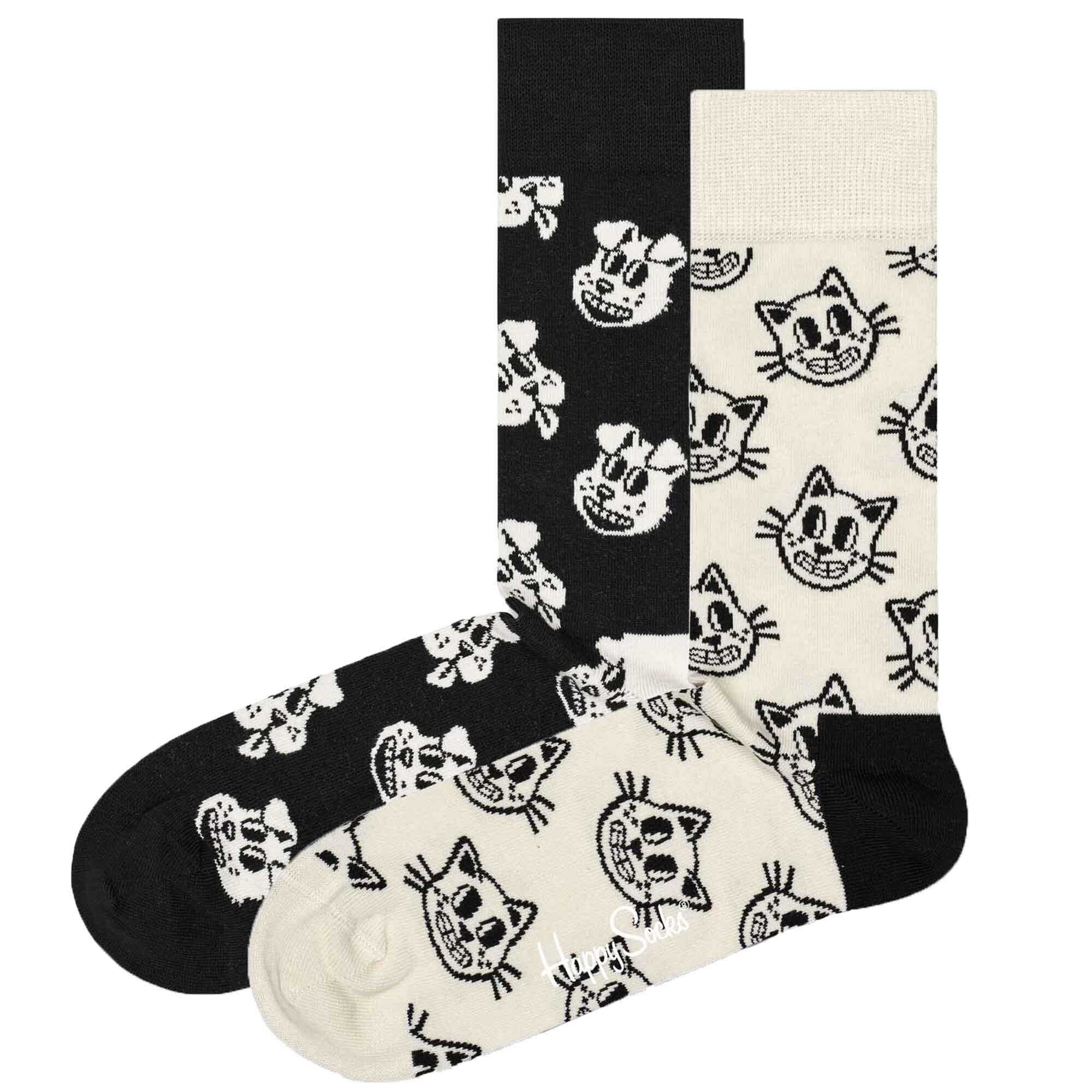 Happy Socks, Set de sosete lungi unisex cu model - 2 perechi, Alb