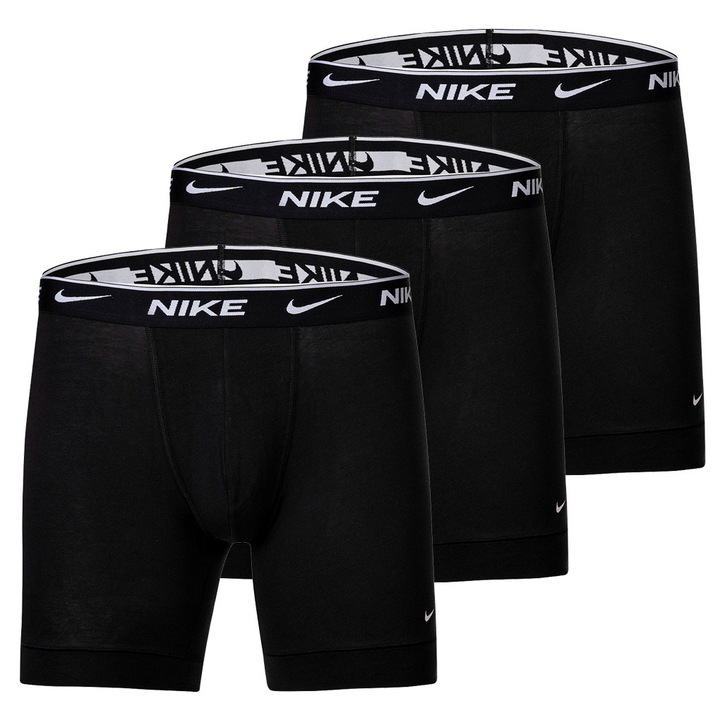 Nike, Set de boxeri cu banda logo - 3 perechi, Negru