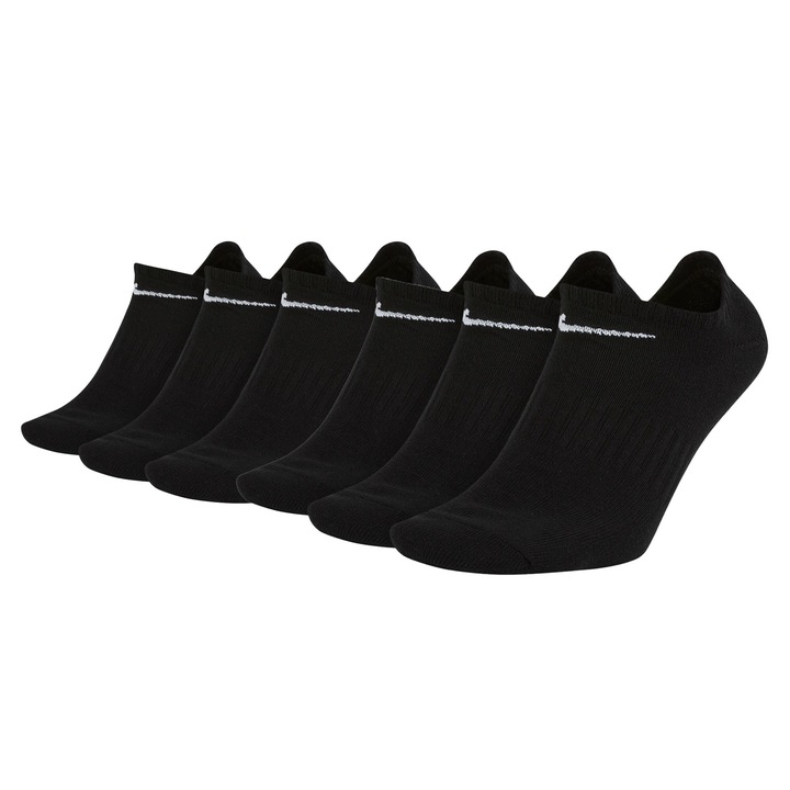 Nike, Set de sosete unisex pana la glezna - 6 perechi, Negru