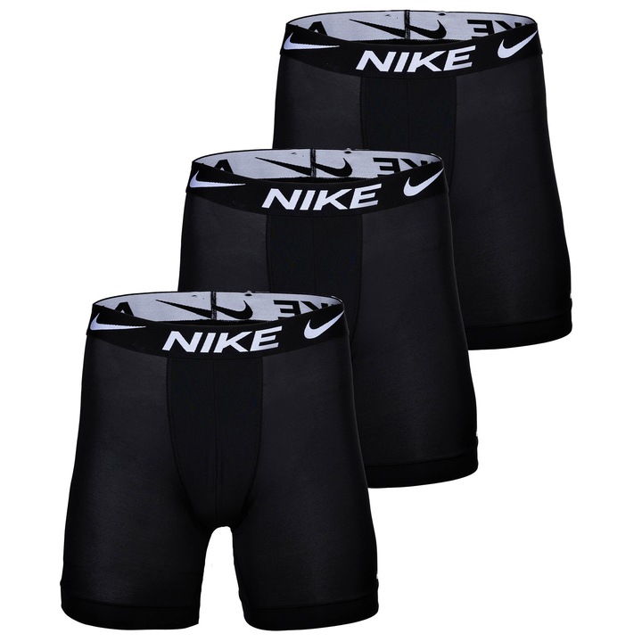 Nike, Set de boxeri cu banda logo in talie - 3 perechi, Negru