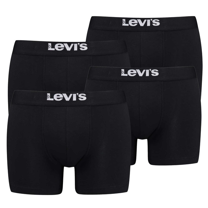 Levi's, Set de boxeri cu logo - 4 perechi, Negru