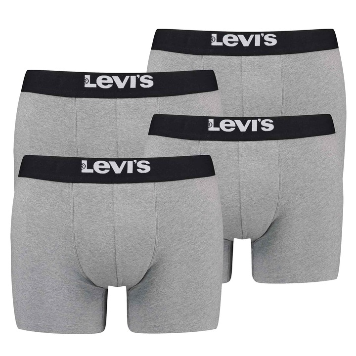 Levi's, Set de boxeri cu logo - 4 perechi, Gri