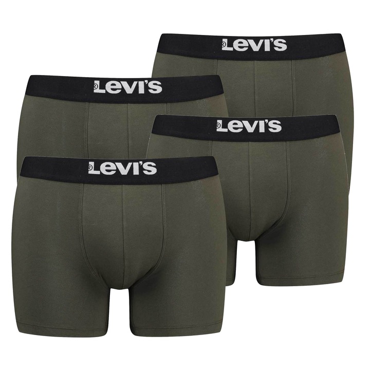Levi's, Set de boxeri cu logo - 4 perechi, Kaki
