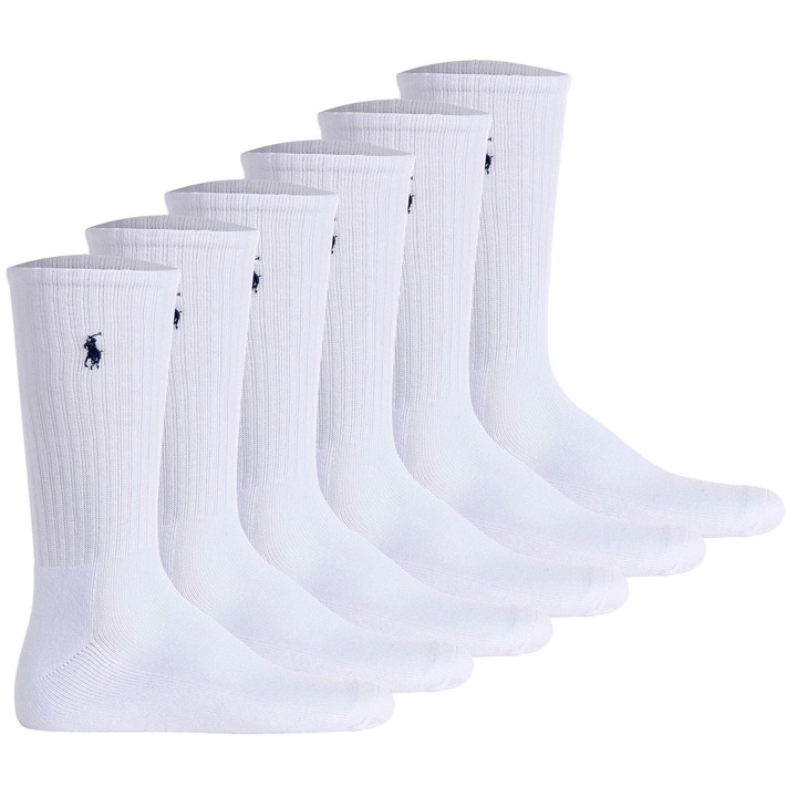 Polo Ralph Lauren, Дълги чорапи, 6 чифта, Бял, One Size