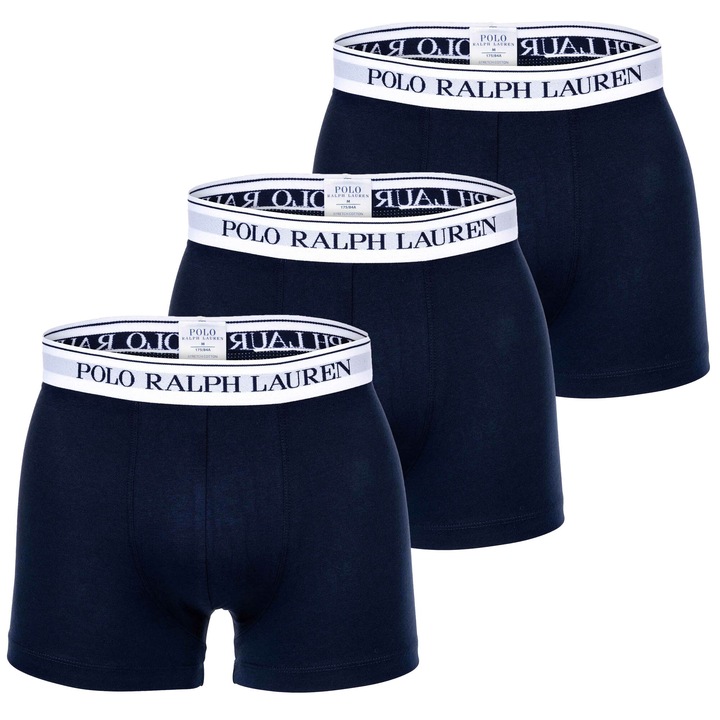 Polo Ralph Lauren, Set de boxeri cu banda logo in talie - 3 perechi, Albastru inchis