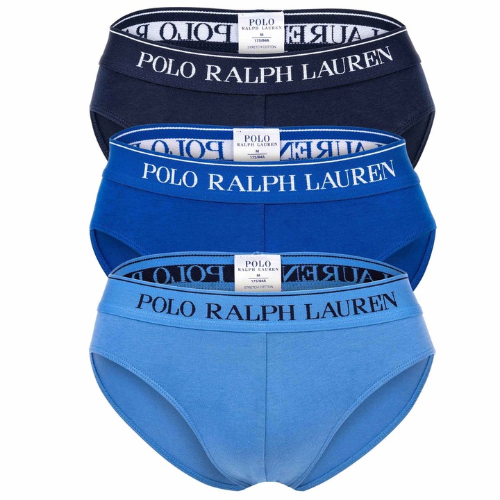 Polo Ralph Lauren, Set de chiloti cu banda logo in talie - 3 perechi, Albastru