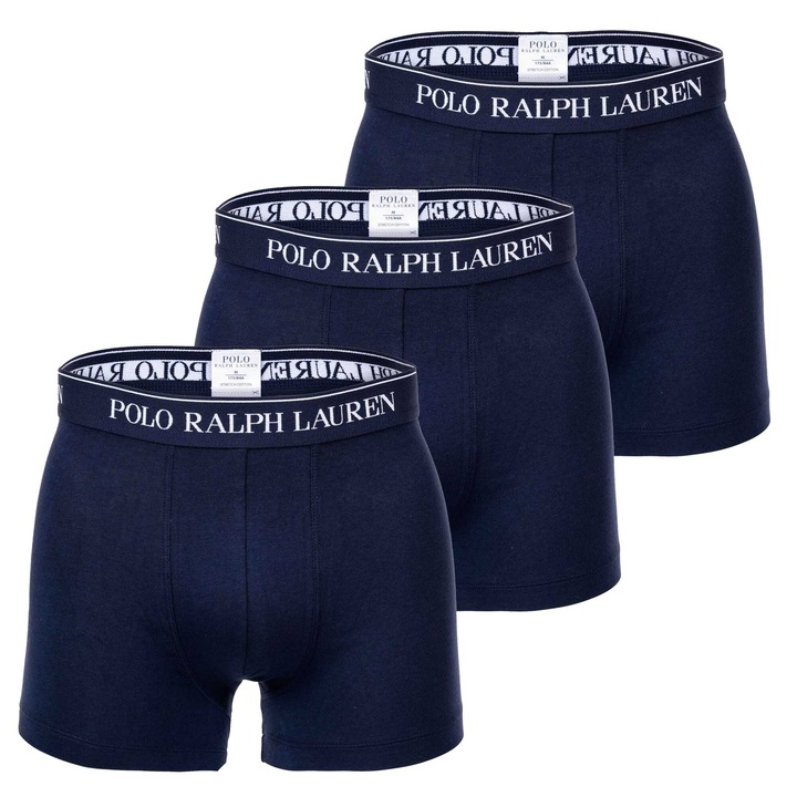 Polo Ralph Lauren, Set de boxeri din amestec de bumbac cu logo - 3 perechi, Albastru inchis, L
