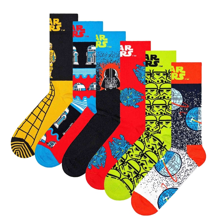 Happy Socks, Set de sosete lungi cu imprimeu Star Wars - 6 perechi, Multicolor, 41-46
