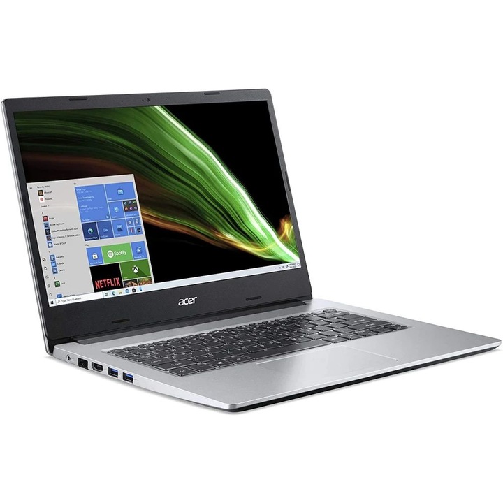 Laptop Aces Aspire 1 A114-33-C0ZR, Intel Celeron Dual Core N4500, 4GB, DDR4, SSD 128GB, Argintiu