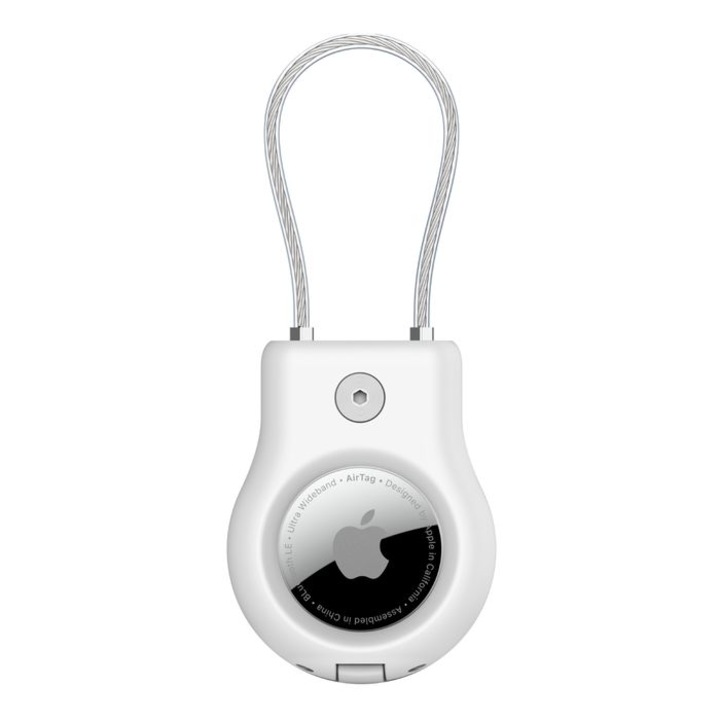 AirTag Lock System, Belkin, Съвместим с Apple, White/Silver