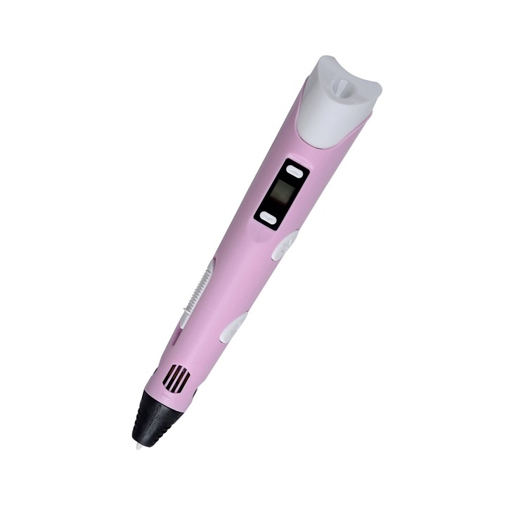 Intelligens 3D Nyomtató Toll V1, Digitális Kijelző, Magas Hőmérséklet, 3 X 1,75 mm PLA Szál Tartozék, Festés, Graffiti, Sebességállítás, Háromdimenziós Rajz, Rózsaszín