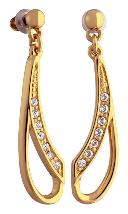 Cercei placati cu aur, Colibra, Model picatura, Auriu