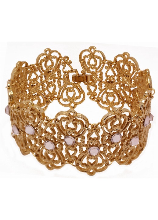 Bratara placata cu aur cu cristale, Colibra, Auriu