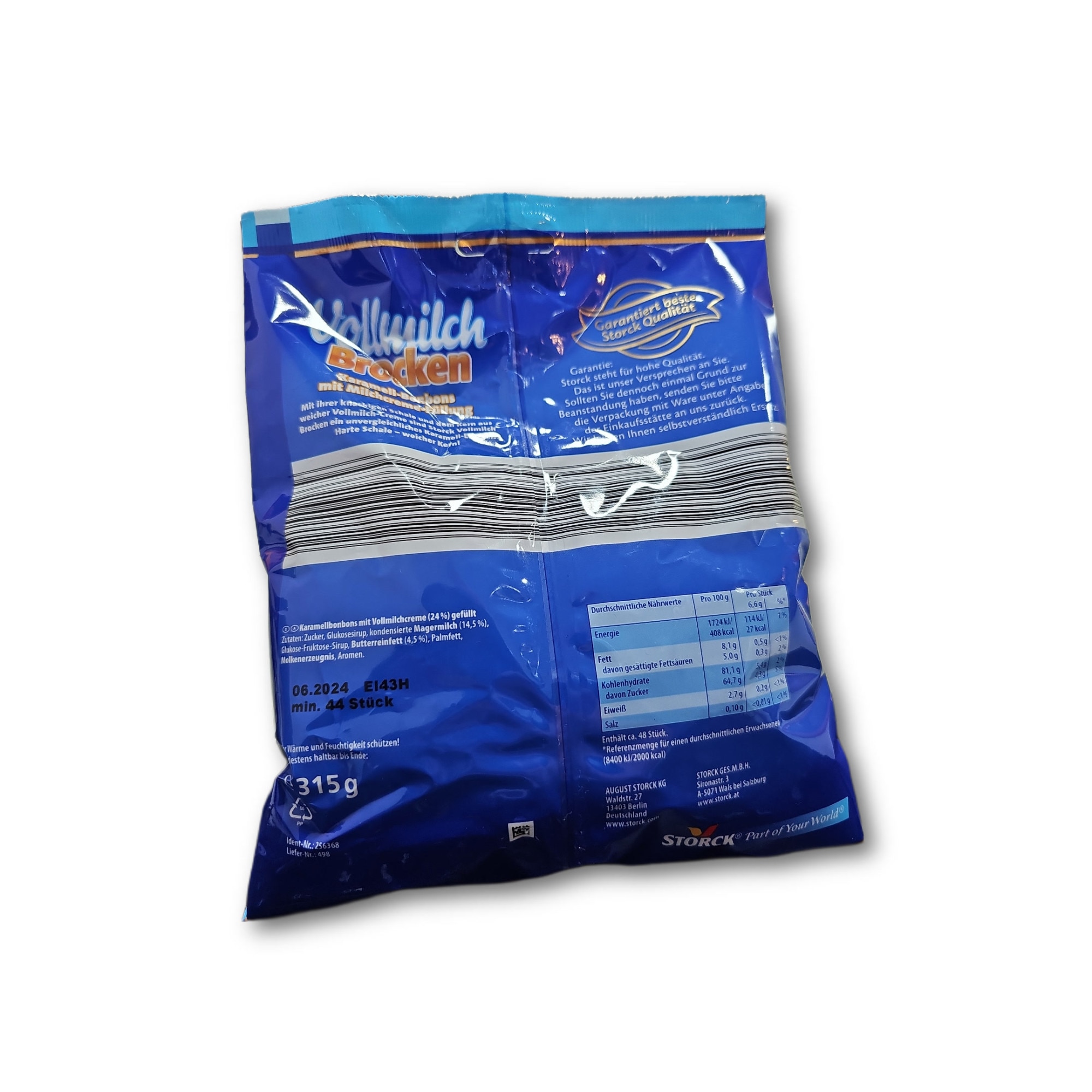 Vollmilch Brocken - Bomboane de caramel umplute cu lapte, 315 g