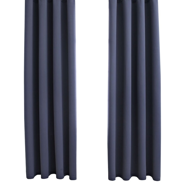 Комплект от 2 пердета SereDesign, материал тип Blackout, антрацитно сиво, изрязани с подплата за релса или галерия, куки за релса, 2 x L 300 cm x H 250 cm