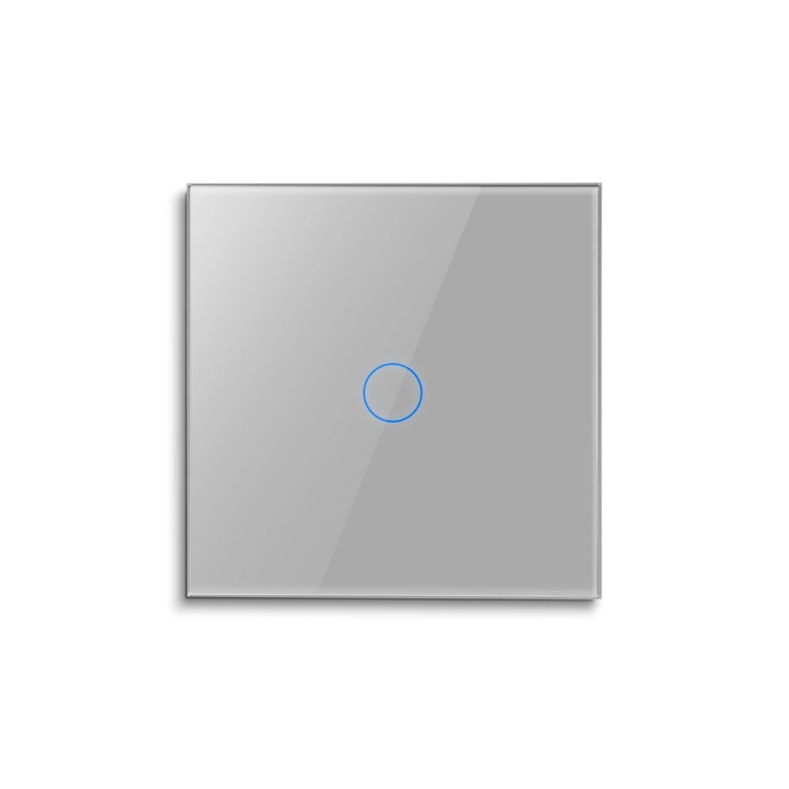 Okoskapcsoló, Szürke Érintőképernyővel, Wi-Fi, Nulla Vezeték Nélkül, Egy Modulos, RF, Edzett Üveg, Tuya, Life Smart, Kompatibilis az Amazon Alexa/Google Assistant-tel, Okos