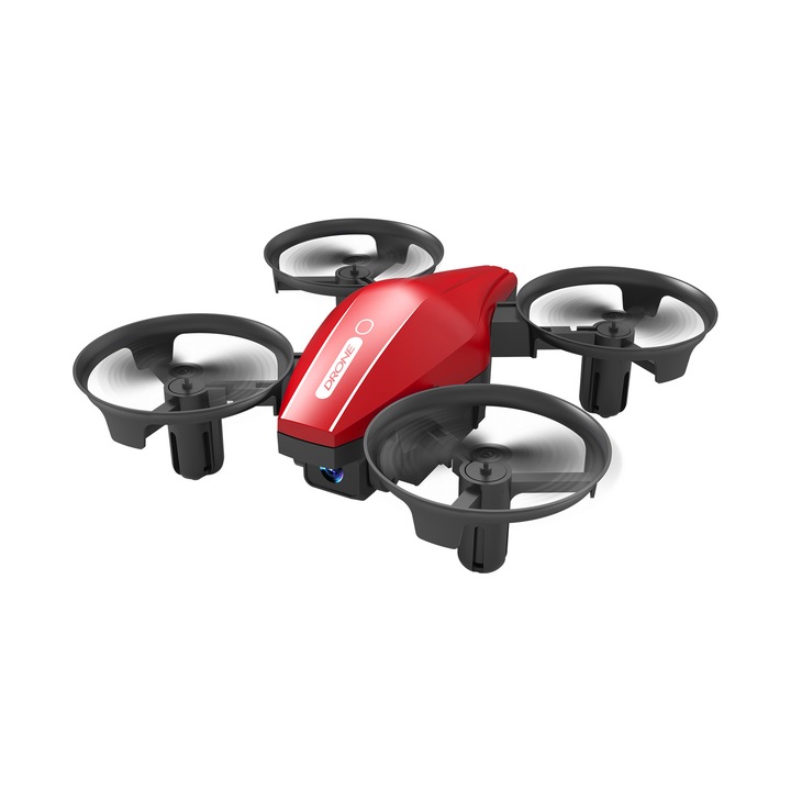 Мини дрон ZEEVOS, за деца 14+, задържане на височина, две батерии, въртене на 360, червен