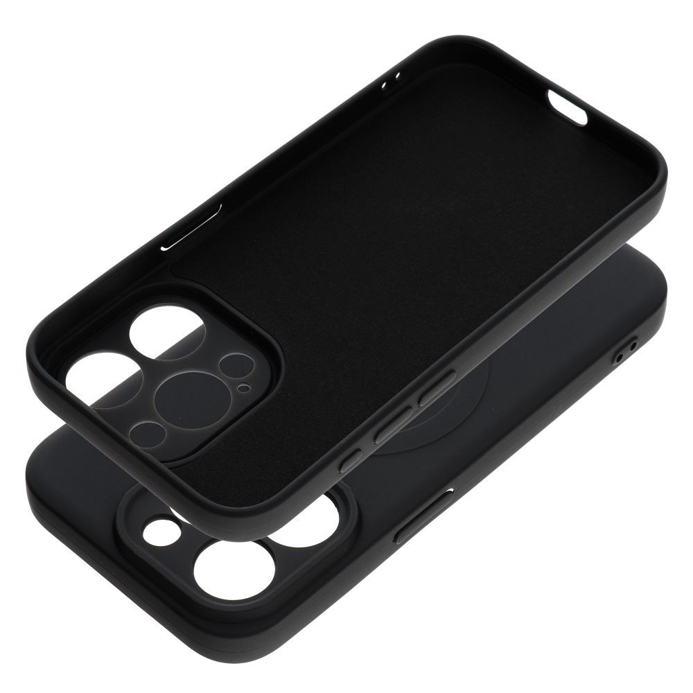 Husa din Silicon Mag Cover pentru iPhone 15 Pro Negru, MagSafe