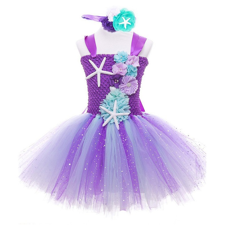 Costum Printesa Sirena Ariel THK, albastru cosmic - 9-10 ani