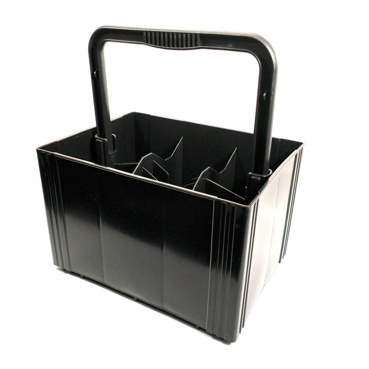 Lada de bere cutie transportor pentru sticle, 6 BOX BERE, 24 x 17 x 15 cm, Negru