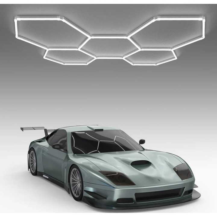 Aplica LED Hexagon HoneyComb, 5 Hexagoane Tavan/Perete 2350x1640cm, 200W, 20000 lumeni ZenLED®