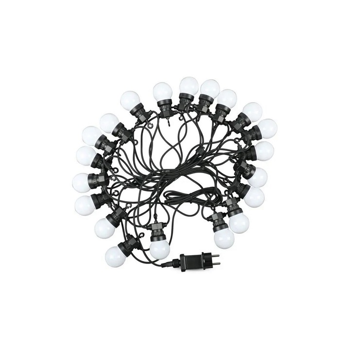 Ghirlanda luminoasa cu 20 becuri led, E27, Alb Rece 6000K, 10W, 960 lm, IP44, lungime 10 m