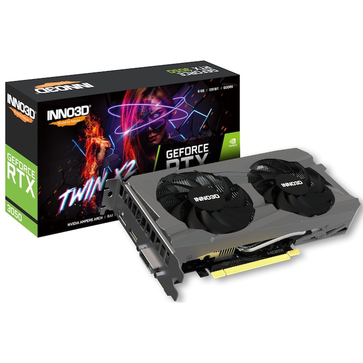 Видео карта GeForce RTX3050, Inno3D, 8GB DDR6 Twin X2