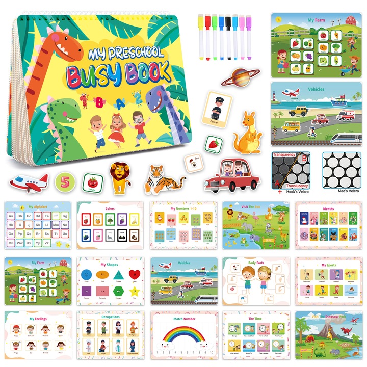 Carte de activitati educationale pentru copii 2-5 ani, activitati Montessori, teme diverse, set