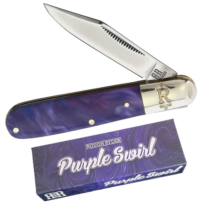 Сгъваем Джобен Нож Rough Ryder RR2153 Purple Swirl Small Barlow, Колекционерски, с 1 острие, Лилав, 7.2 см