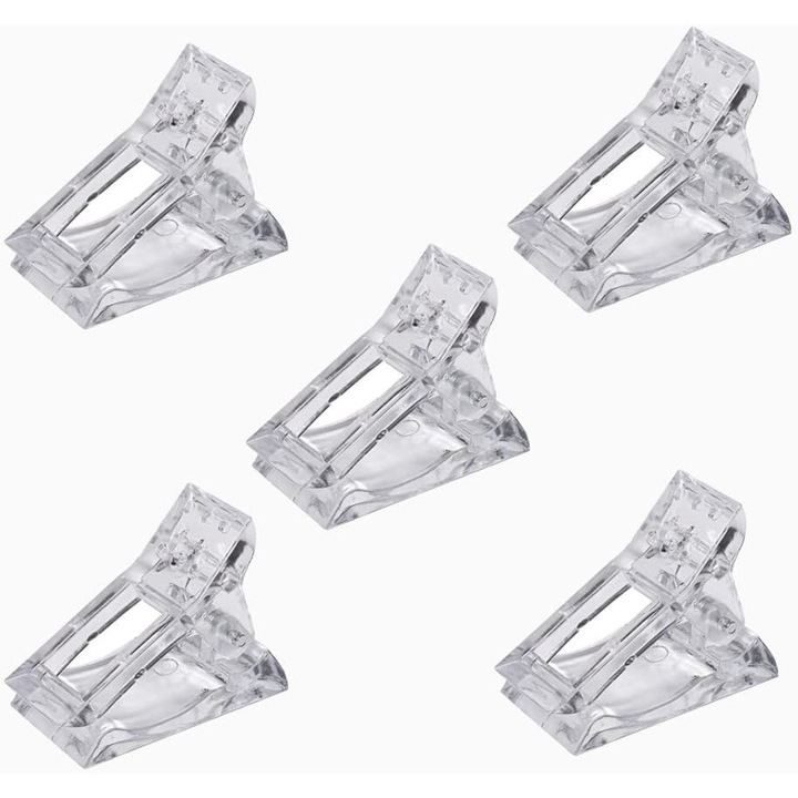 Set 5 agrafe pentru unghii, LLWL, Plastic, 35 mm, Transparent