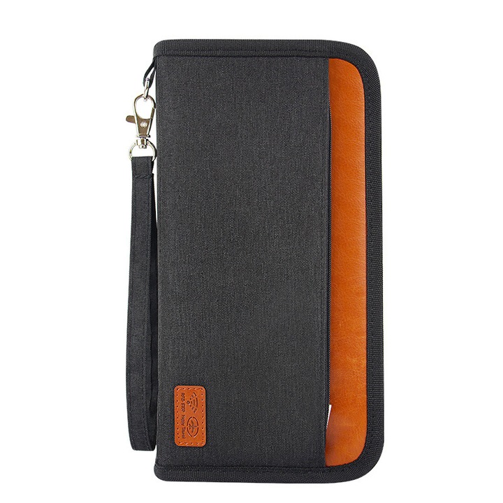 RFID utazótárca, dokumentumrendező, fekete, 25x13x2.8 cm