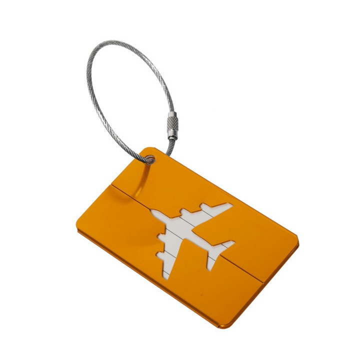 Tag troler, SA&SO General Store®, model avion, 7,5 x 4,5 cm, Galben