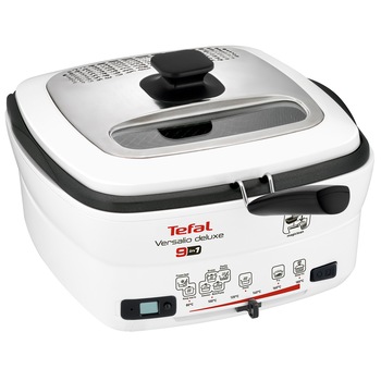 Friteuza 9in1 Tefal Versalio Deluxe FR495070, 1600 W, 1 kg, Bol detasabil, Alb/Negru Friteuza 9in1 Tefal Versalio Deluxe FR495070, 1600 W, 1 kg, Bol detasabil, Alb/Negru