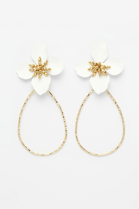 AVANT-GARDE PARIS, Cercei placati cu aur de 18K, Auriu, Alb