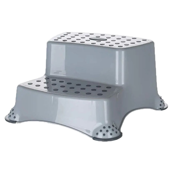 Повдигаща седалка с две противоплъзгащи стъпала за тоалетна и мивка Keeper 058031, Сив