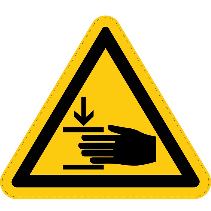 Sticker Indicator Autoadeziv de Avertizare Strivirea Mainilor 10 cm