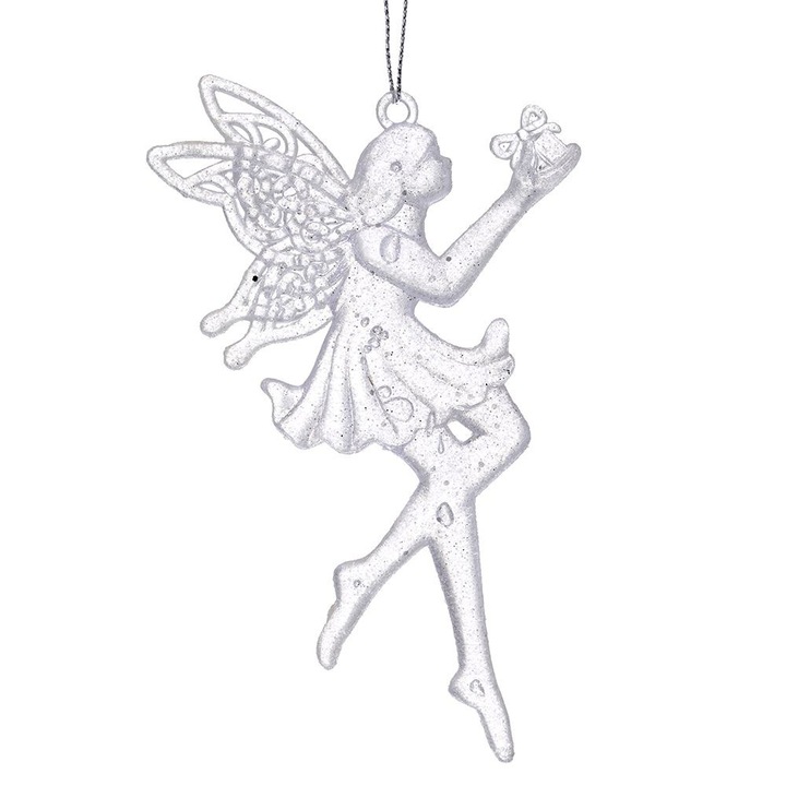 Set 6 ornamente brad Fairy transparente 14 cm