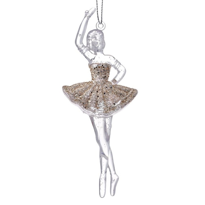 Set 6 ornamente brad Champagne Balerina 6 cm x 14 cm
