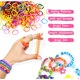 Set creativ de benzi elastice creative, forma de cap de pisica draguta, include accesorii pentru a face bratari elastice, aproximativ 600 de benzi curcubeu, multicolore, set de cadouri DIY pentru baieti si fete, 4 ani +