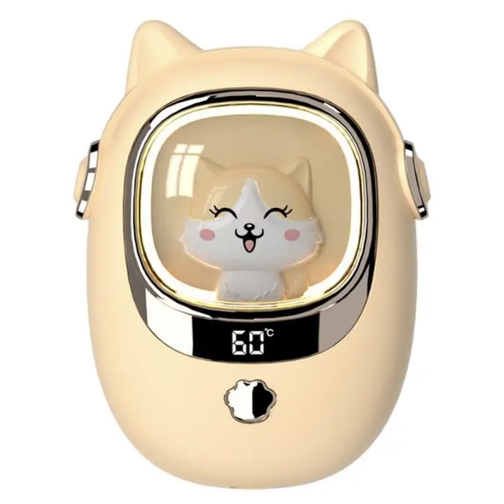 Incalzitor portabil de mana cu baterie externa, incalzire si incarcare pentru telefoane mobile, crem