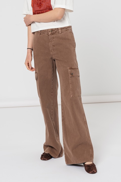 Max&Co, Bő szárú cargo nadrág, Sötétbarna