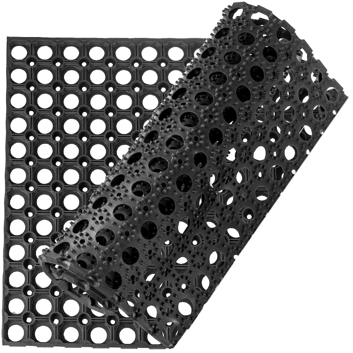 Krystynka ajtószőnyeg, csúszásgátló, szennyeződésmentes, gumi, 40x60 cm, fekete