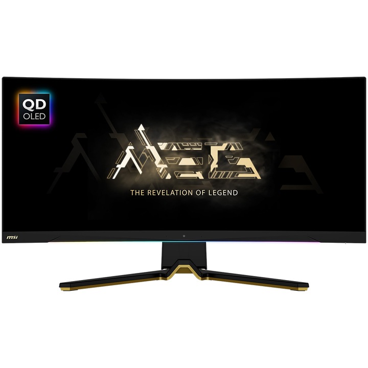 MSI MEG 342C QD OLED gaming monitor, 34,2" UWQHD, ívelt 1800R, 175 Hz, DisplayPort & 2 HDMI & USB Type C, 0,03 ms, GI (Gaming Intelligence), Night Vision, KVM, fekete