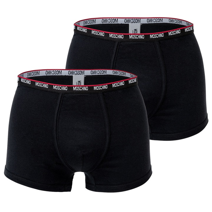 MOSCHINO Underwear, Set de boxeri cu banda logo in talie - 2 perechi, Negru, S