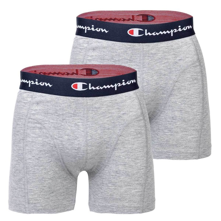 Champion, Set de boxeri cu banda logo - 2 perechi, Gri deschis