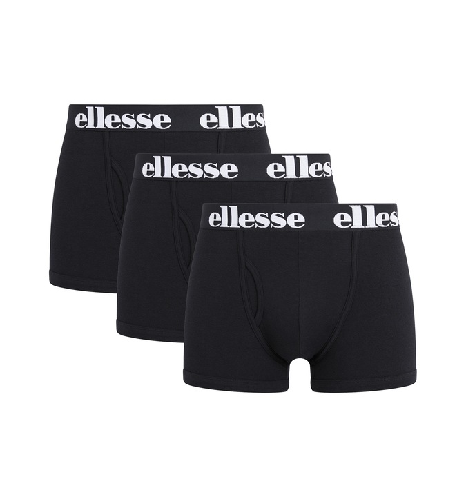 ELLESSE, Set de boxeri cu banda logo in talie - 3 perechi, Negru