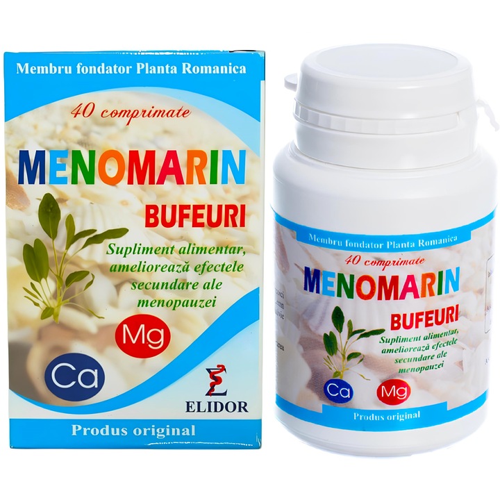 Supliment MenoMarin Bufeuri, reduce osteoporoza si efectele secundare ale menopauzei, 40cp, Laboratoarele Elidor Pontica