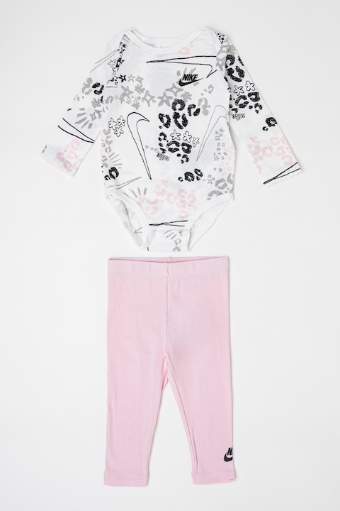 Nike, Pamuttartalmú body és leggings szett, Fehér/Világos rózsaszín
